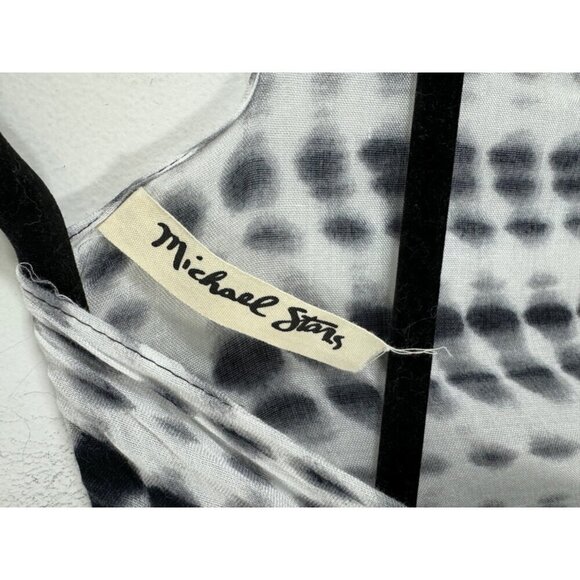 Michael Stars Tie Dye Ruana White Black Lightweight Gauzy Coverup Multi-Use - Picture 4 of 5
